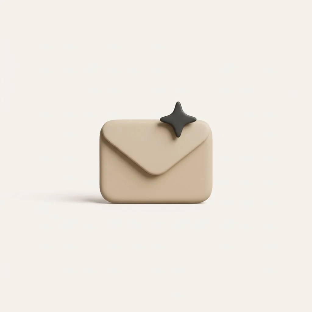 A rounded envelope icon with a small spark above the flap