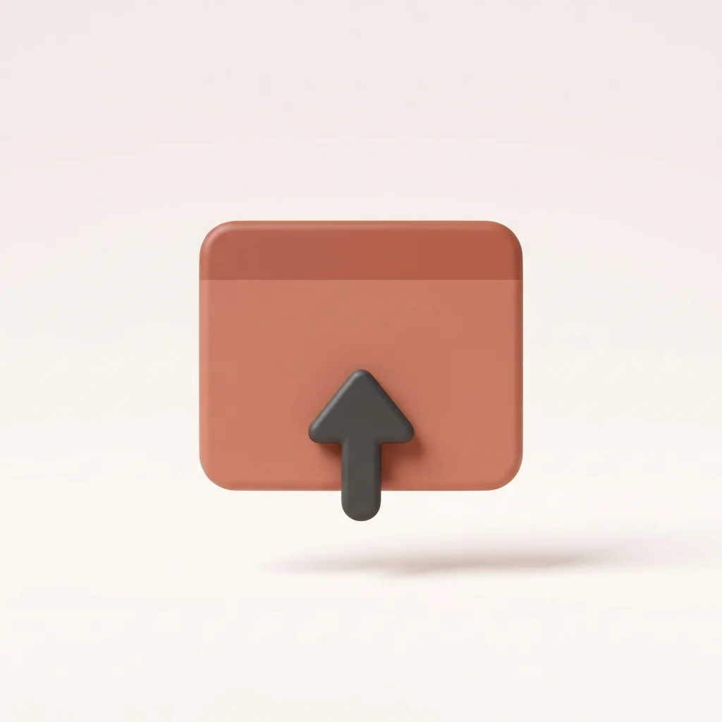 A browser window with a small upward arrow rising from it