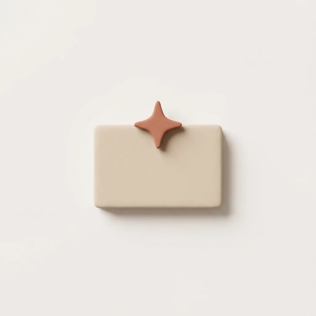 A single index card with a small spark resting on top