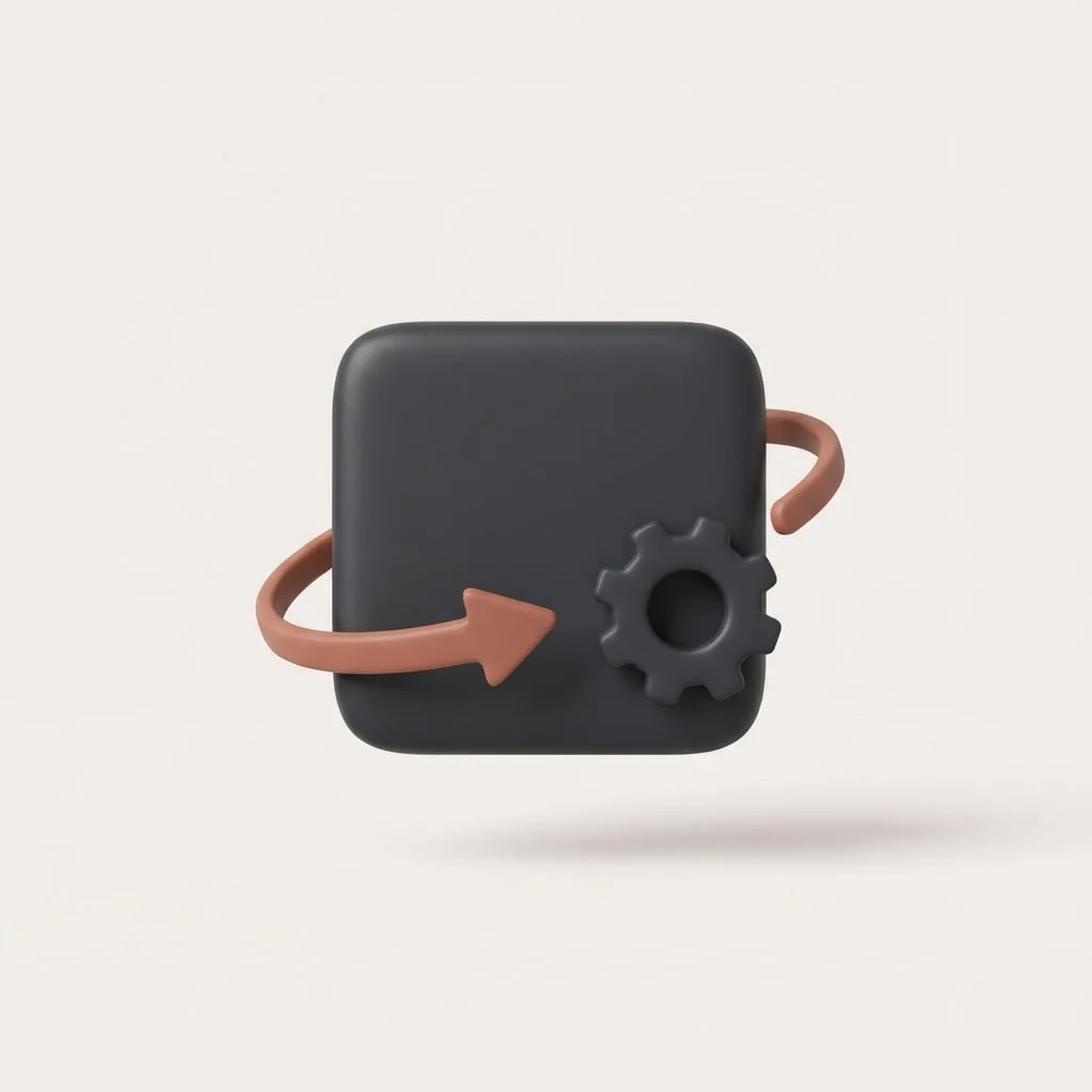 A rounded app window icon with a gear and a curved arrow