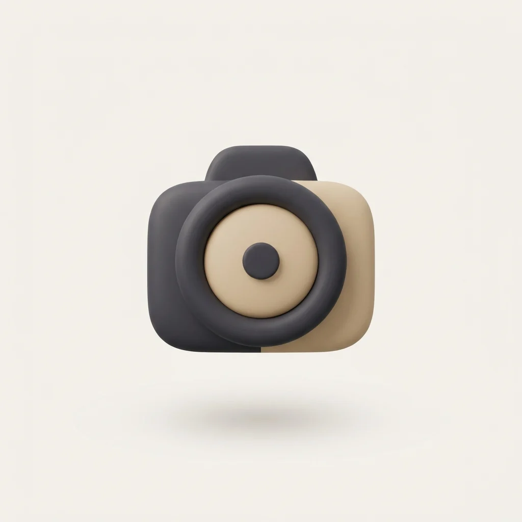 A camera-lens circle with a solid dot in the center